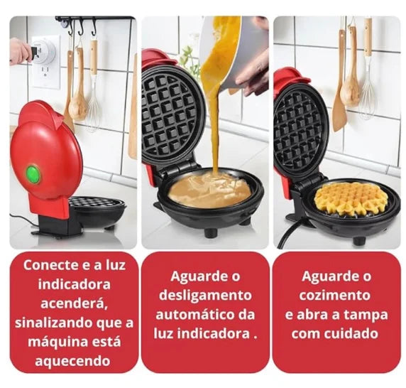 Mini Máquina de Waffles Elétrica Casa Cozinha Fazer Waffle (Cor Aleatoria)