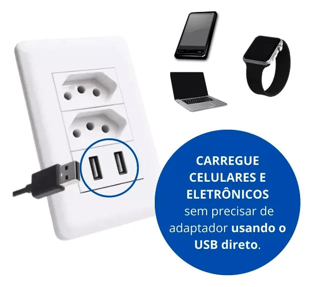 Tomada de Parede Entradas USB Carregador Universal Dispositivo