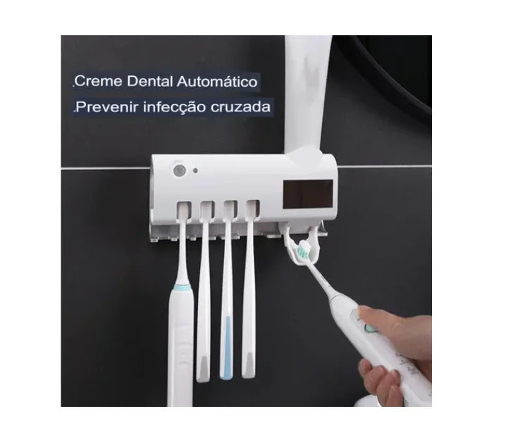 Dispenser Automático Pasta De Dente + Suporte De Escovas Uv