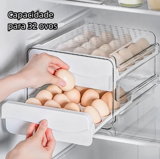 Caixa De Armazenamento De Ovos De Cozinha De Duas Camadas