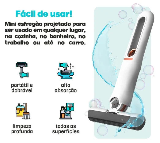 Mini esfregão absorvente portátil auto-apertável esfregão multifuncional limpeza