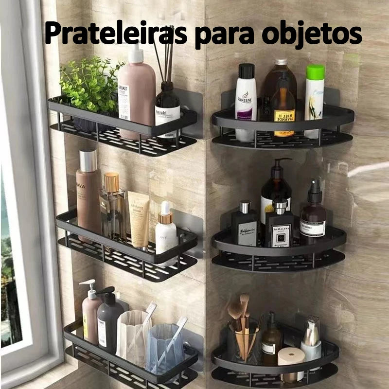 Prateleira de banheiro elegante de 2 peças: solução de armazenamento elegante para xampus e muito mais