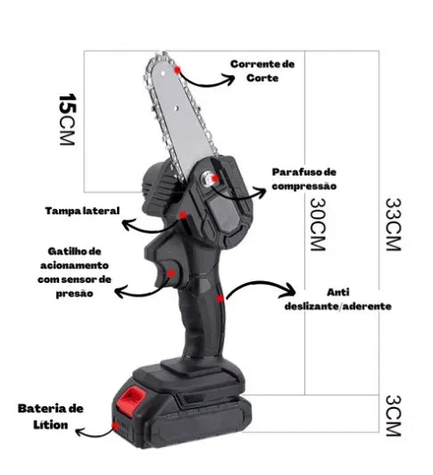 Mini Moto Serra Eletrica a Bateria Lítio 24V Bivolt